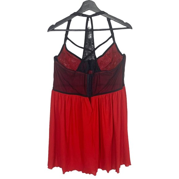 Torrid Red Black Underwire Bra Racerback Mini Negligee 3 - Picture 3 of 7